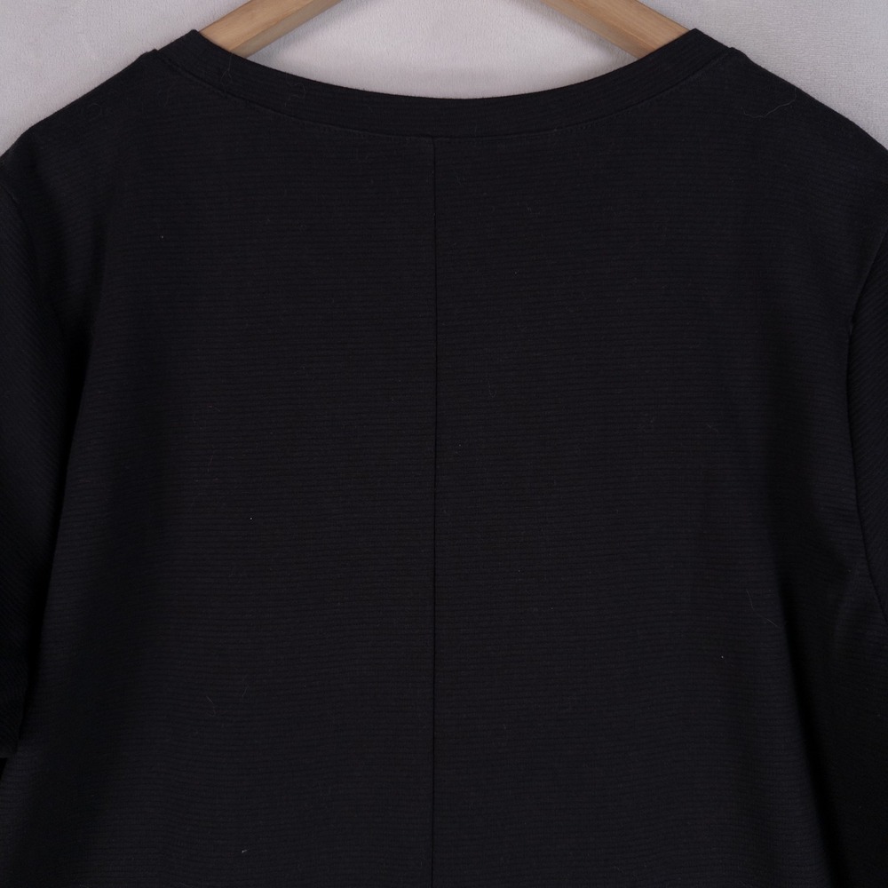 Old Navy Womens Shift Dress XL Black Textured Knit 3/4 Sleeve Minimalist Capsule - Picture 4 of 9